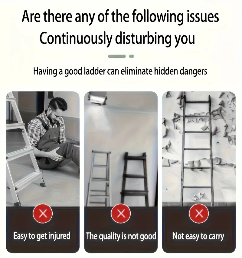 4-step ladder set: multifunctional foldable lightweight, wide-thick sturdy, safe handle + wide non-slip steps, for home/outdoor/