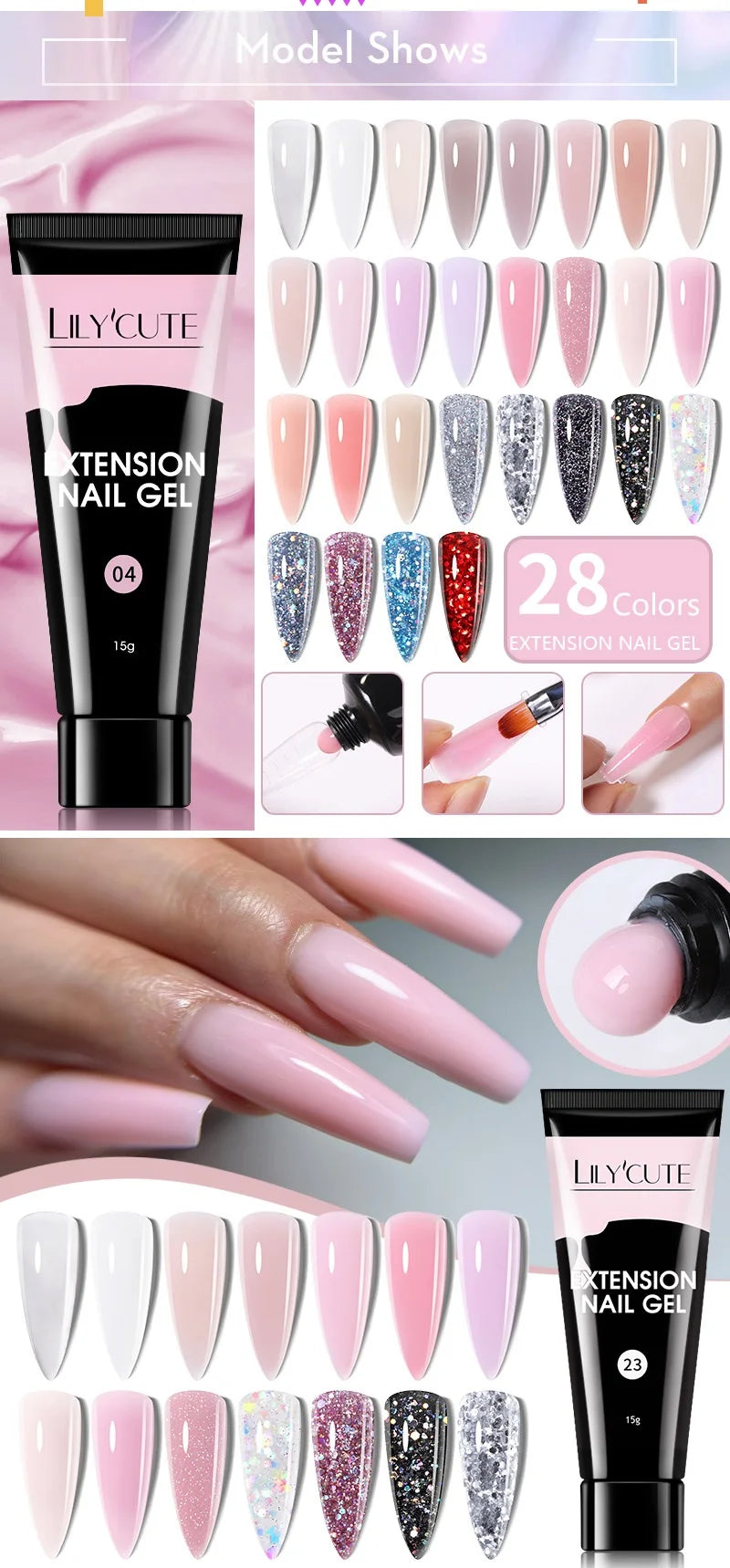 LILYCUTE Nail Gel Set with 6W LED Lamp for Quick Manicure - Smarsty