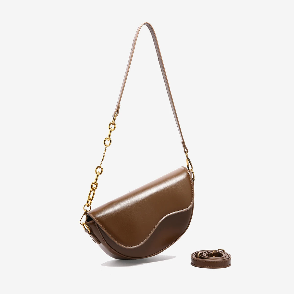 Small Leather Saddle Bag For Women Crossbody Vintage Style - Smarsty