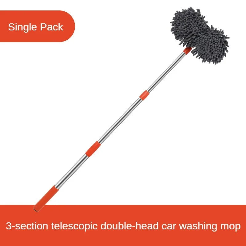 Telescopic Car Cleaning Brush Mop With Chenille Heads - Smarsty