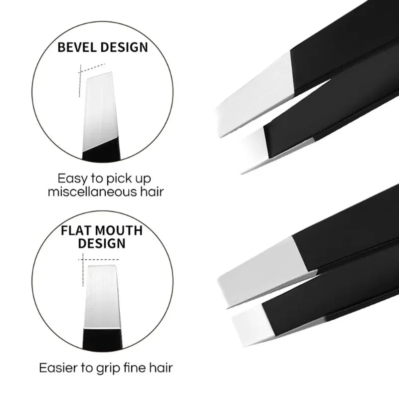 CNK Stainless Steel Black Eyebrow Tweezer for Precision Hair Removal - Smarsty