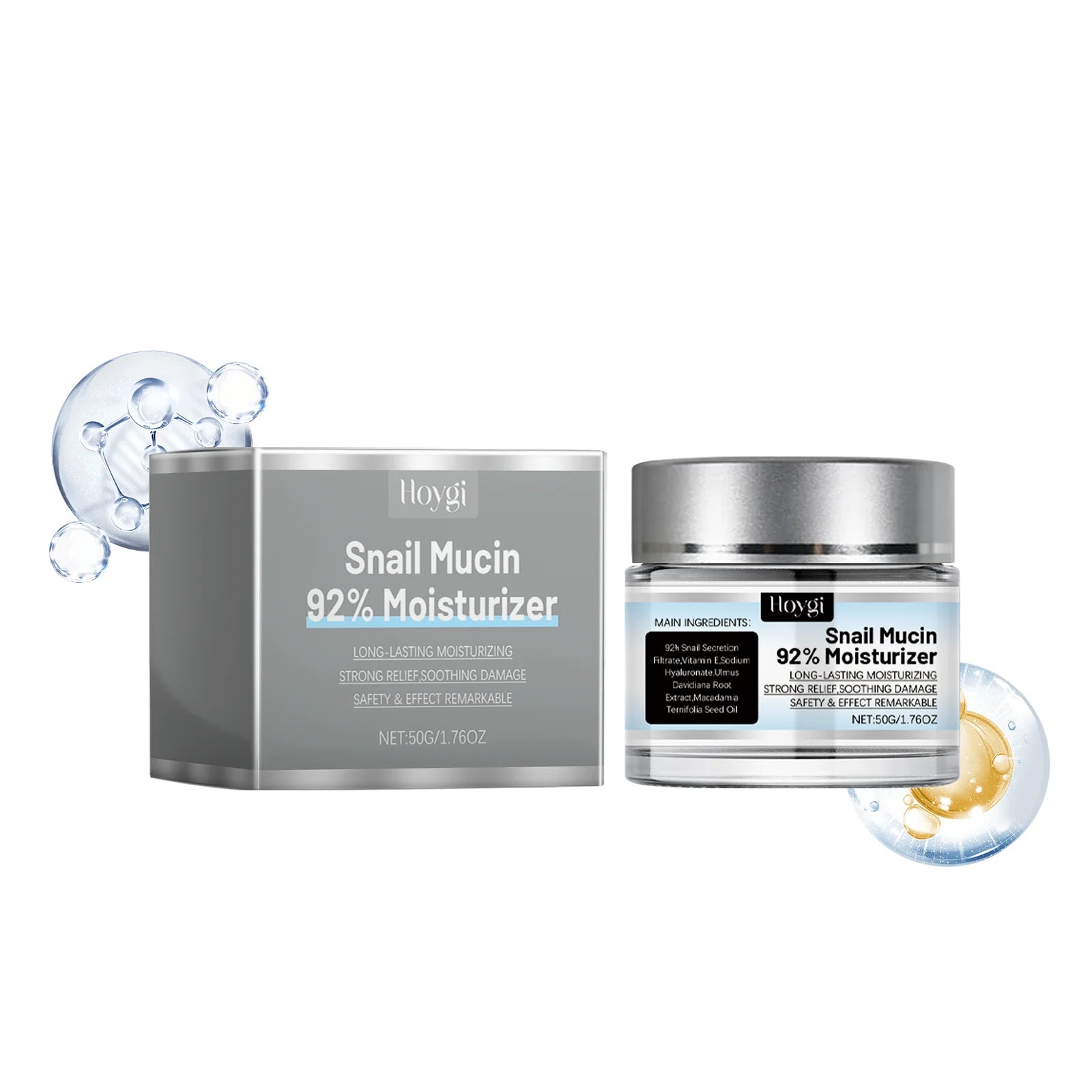 Snail Mucin 92% Moisturizer Daily Face Gel Cream Fade Fine Lines Tightne Skin Improves Dark Skin Rejuvenation Nourishing Cream