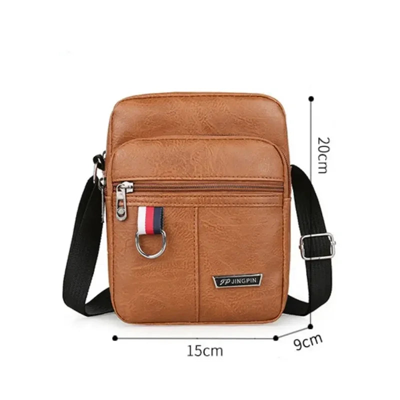Mens PU Leather Shoulder Bag Large Capacity Crossbody - Smarsty