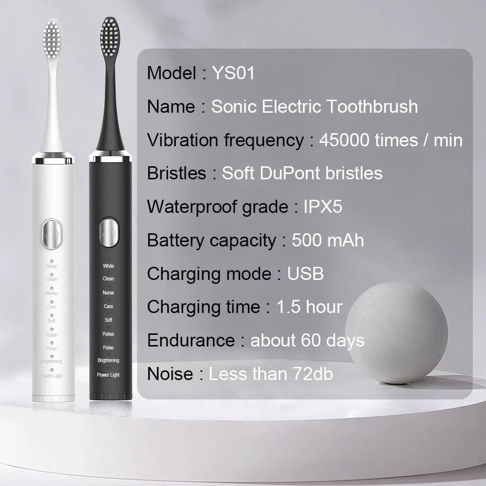 Electric Toothbrush With Sonic Vibration For Deep Cleaning - Smarsty