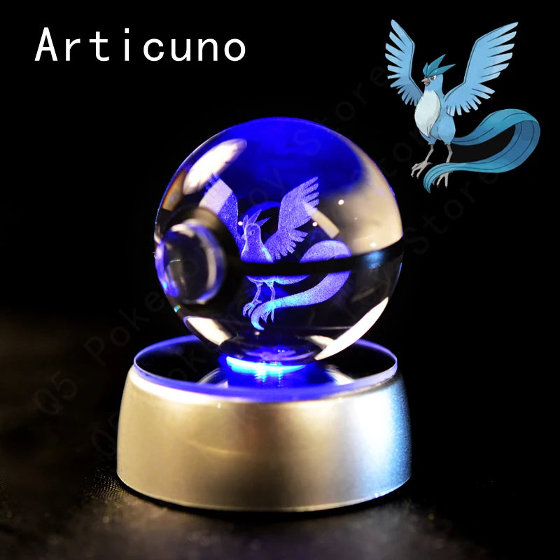 Pokemon Crystal Ball 3D Pikachu Mewtwo Mew Gengar Night Light Lamp Base Pokeball Crystal Pokemon Glass Ball Figure Birthday Gift - Smarsty