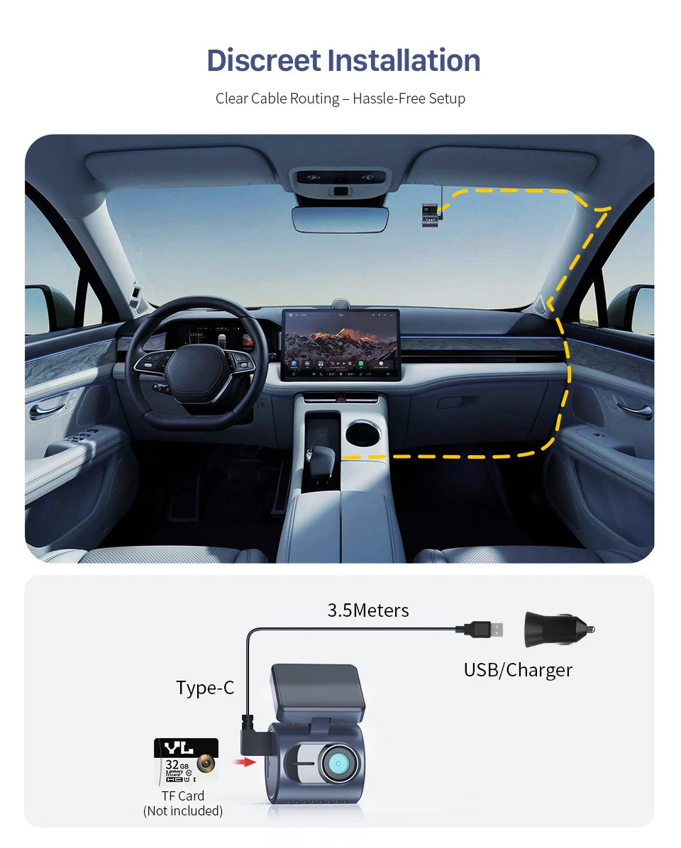 2K Tiny Car DashCam With WiFi App And Voice Control - Smarsty