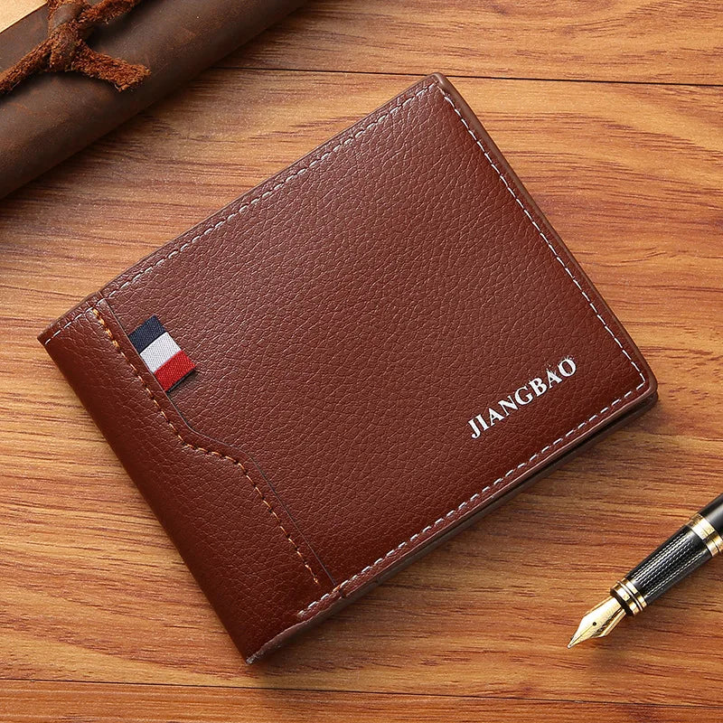 Men Short Bifold Faux Leather Masculina Billetera Credit ID Card Holder Wallet Billfold Purse Clutch Solid Hombre Business Slim - Smarsty