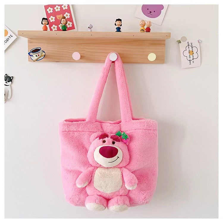 Disney Stitch Plush Shoulder Bag Cute Strawberry Bear - Smarsty