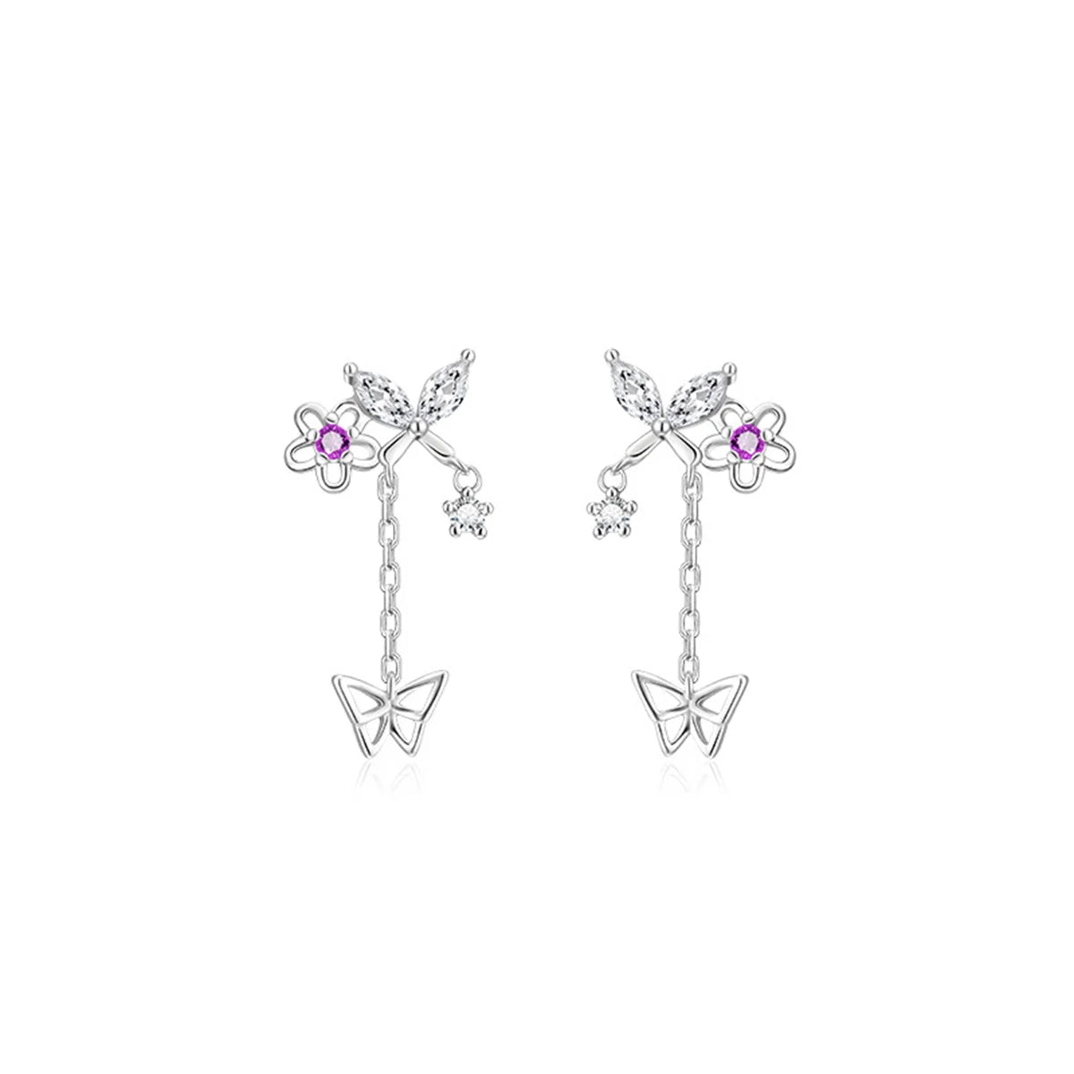 Korean Moon Butterfly Crystal Drop Earrings for Party Women - Smarsty