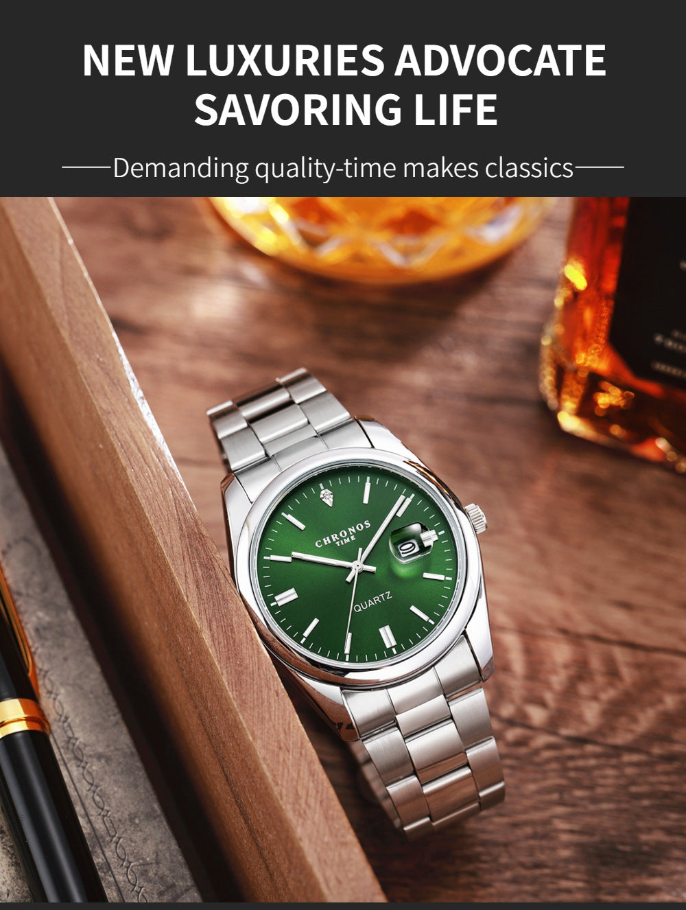 Luxury Waterproof Men's Wristwatch with Luminous Date Feature - Smarsty