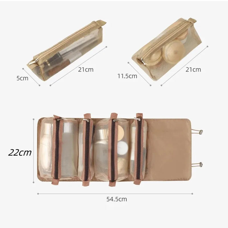 Detachable Cosmetic Bag Portable Large Capacity 4 in 1 Makeup Bags Portable Folding Travel Cosmetics Storage Toiletry Bag - Smarsty