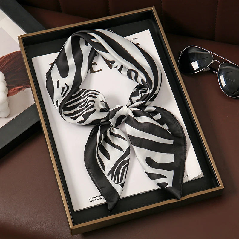 Bohemian Silk Square Scarf for Women Luxury Floral Print - Smarsty