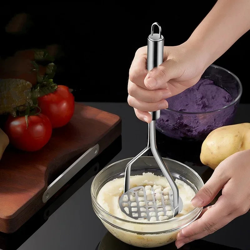 Stainless Steel Potato Masher Pumpkin Garlic Vegetable Fruit Easy Mud Press Grinder Children Food Crusher Kitchen Accessories
