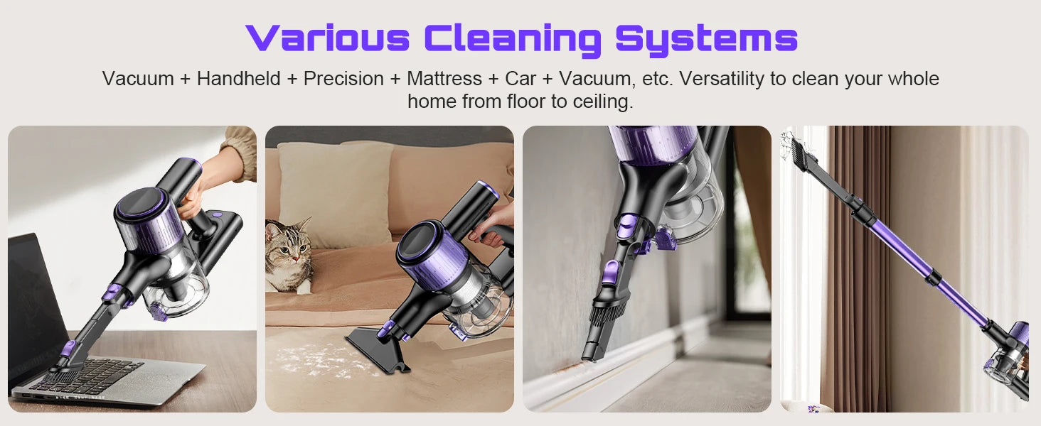 Cordless Vacuum Cleaner, 55Kpa/500W/45min 10 in 1 Powerful Stick Lightweight Vacuum Cleaner for Home Pet Hair/Hard Floor/Carpet - Smarsty