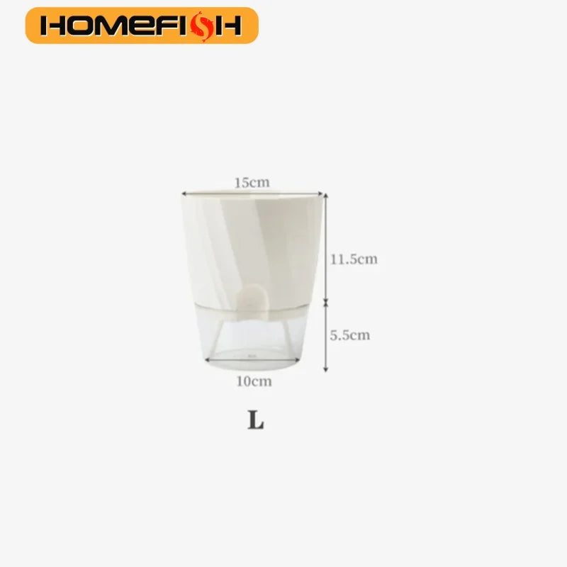 Lazy Hydroponic Flower Pot Automatic Water-Absorbing Flowerpot Transparent Double Layer Plastic Self Watering Planter Office