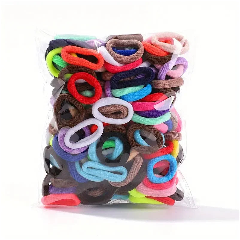100 Pack Colorful Nylon Hair Ties For Kids Gentle Soft - Smarsty