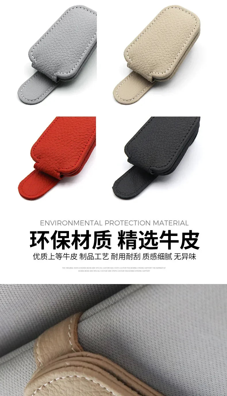 Magnetic Leather Sunglasses Holder For Car Sunshade Clips - Smarsty