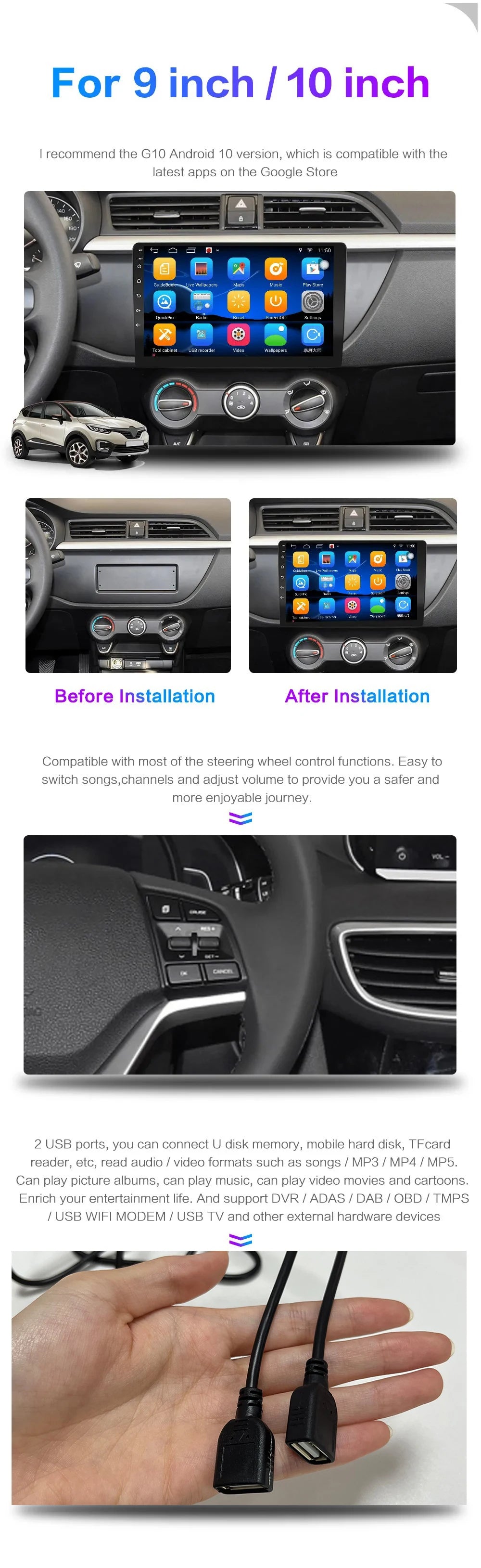 Universal Android 13 Car Stereo Seven Inch GPS Navigation - Smarsty