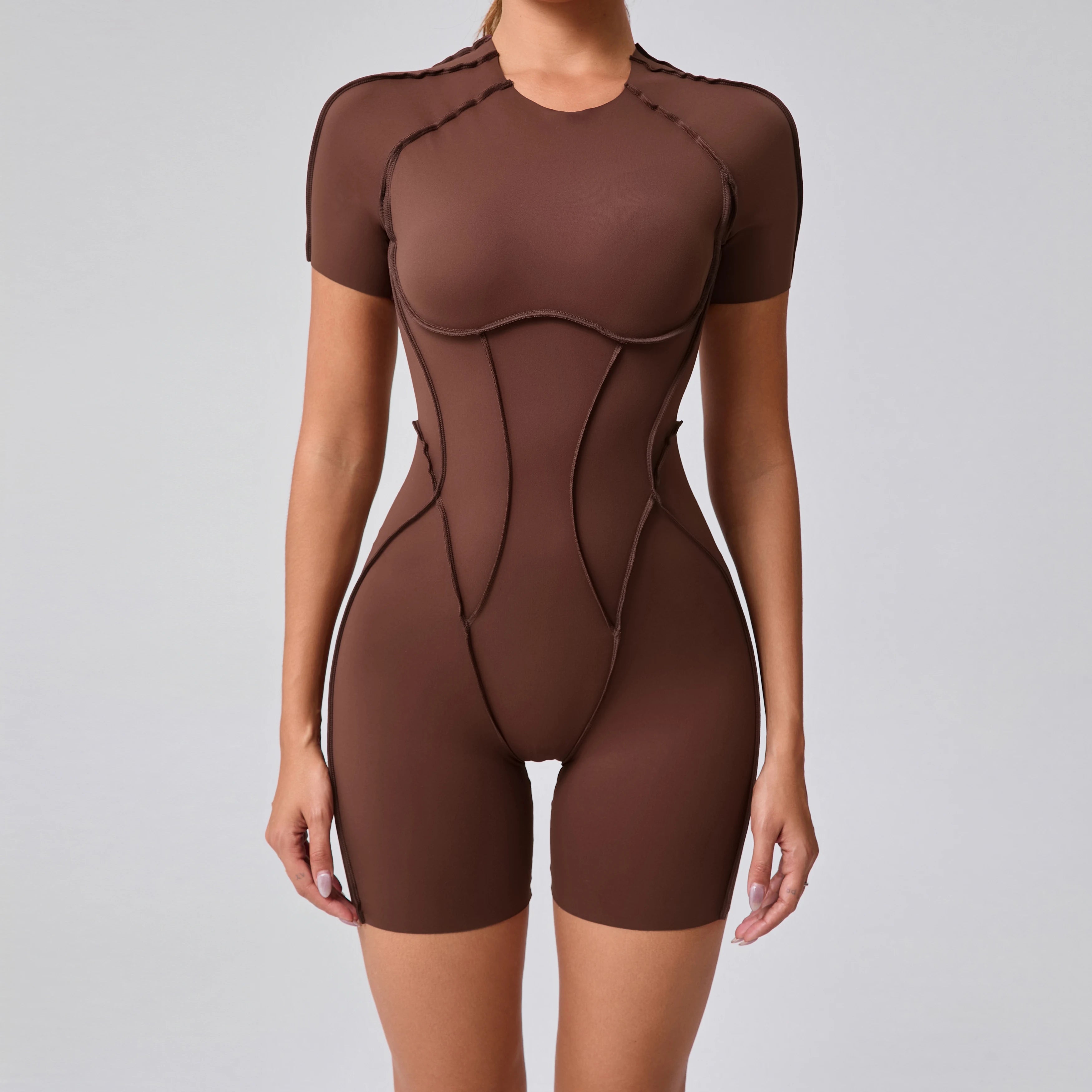 Short Jumpsuit Gym Clothes For Women Sportswear Fitness Overalls Backless Scrunch Booty Yoga Suit Sports Set Outfit - Smarsty