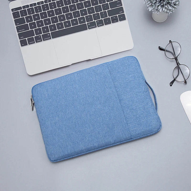 Denim Laptop Sleeve With Padded Inner Compartment Zipper