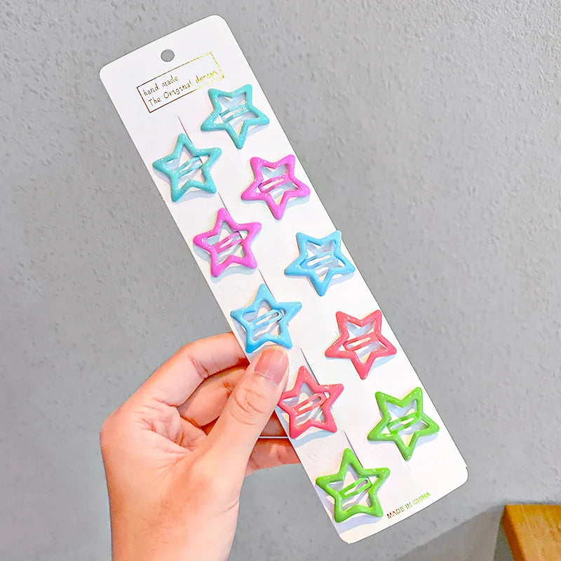 Cute Colorful Star Hair Clips Set for Girls - Smarsty
