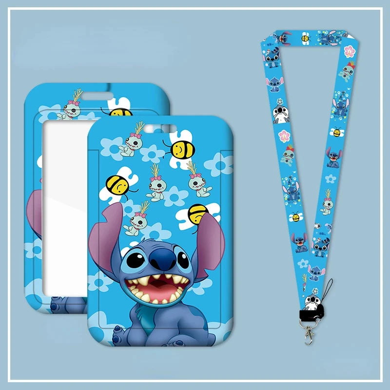 Disney Anime Credential Badge Holder Kawaii Stitch Card Holders Student Campus Lanyard Cards Holder Neck Straps for Kids Gift - Smarsty