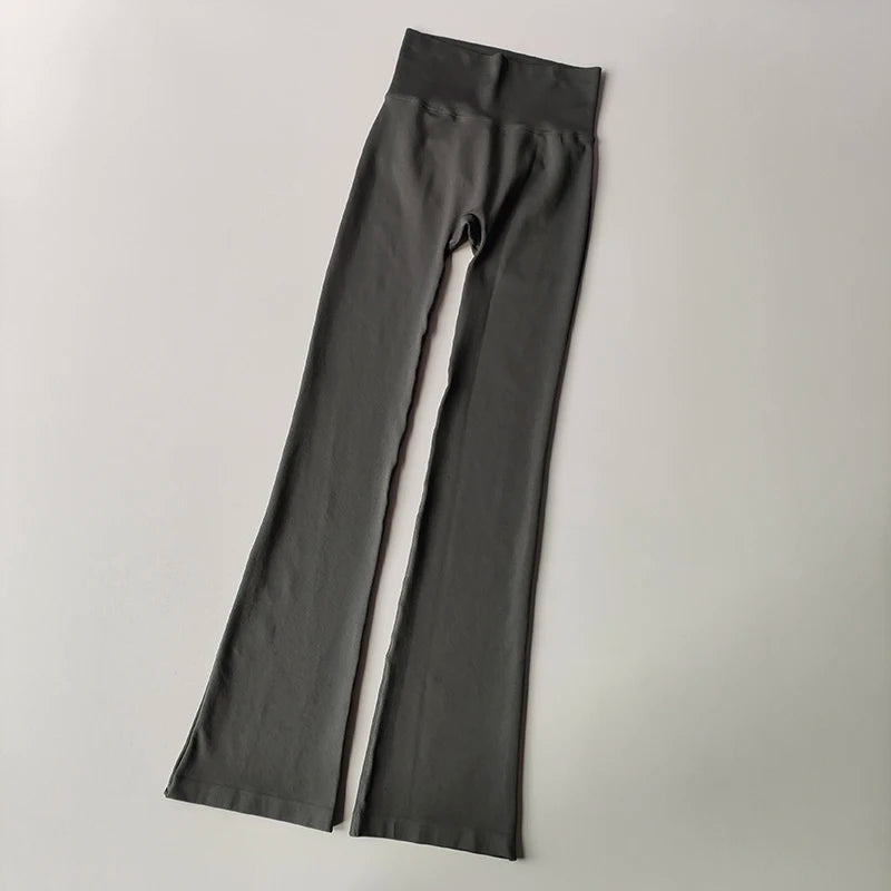 High Waisted Compression Without Awkward Lines Micro Flared Yoga Outdoor Wear Seamless Elastic Fitness Pants Lifting Leggings - Smarsty