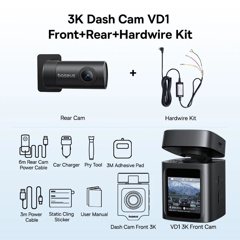 Front And Rear Dash Cam With GPS Galileo 24H Parking - Smarsty