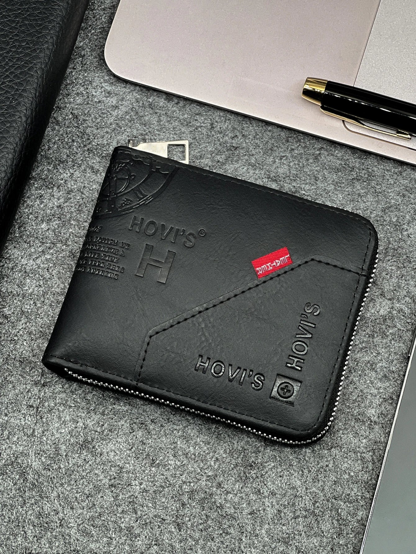 Zippered Slim Mens PU Wallet - Compact Size for Coins & Cards - Business Design - Smarsty
