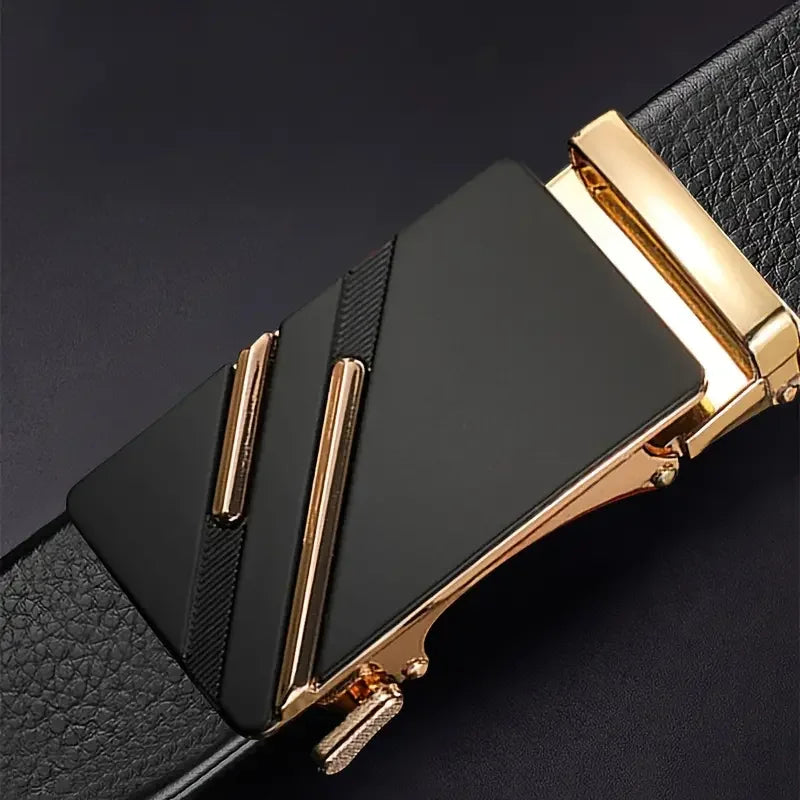 Men Leather Belt Automatic Buckle Luxury Waist Strap - Smarsty