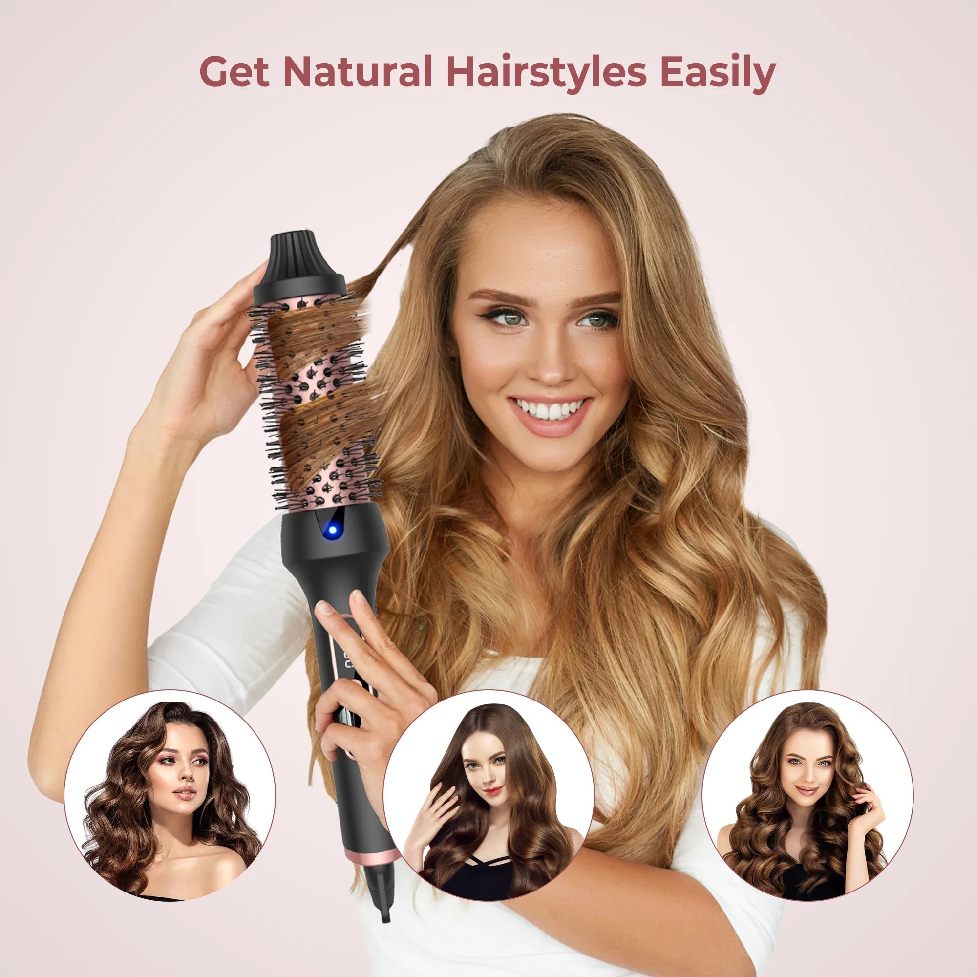 Heated Styling Brush 3-in-1 Ionic Curling Tool - Smarsty