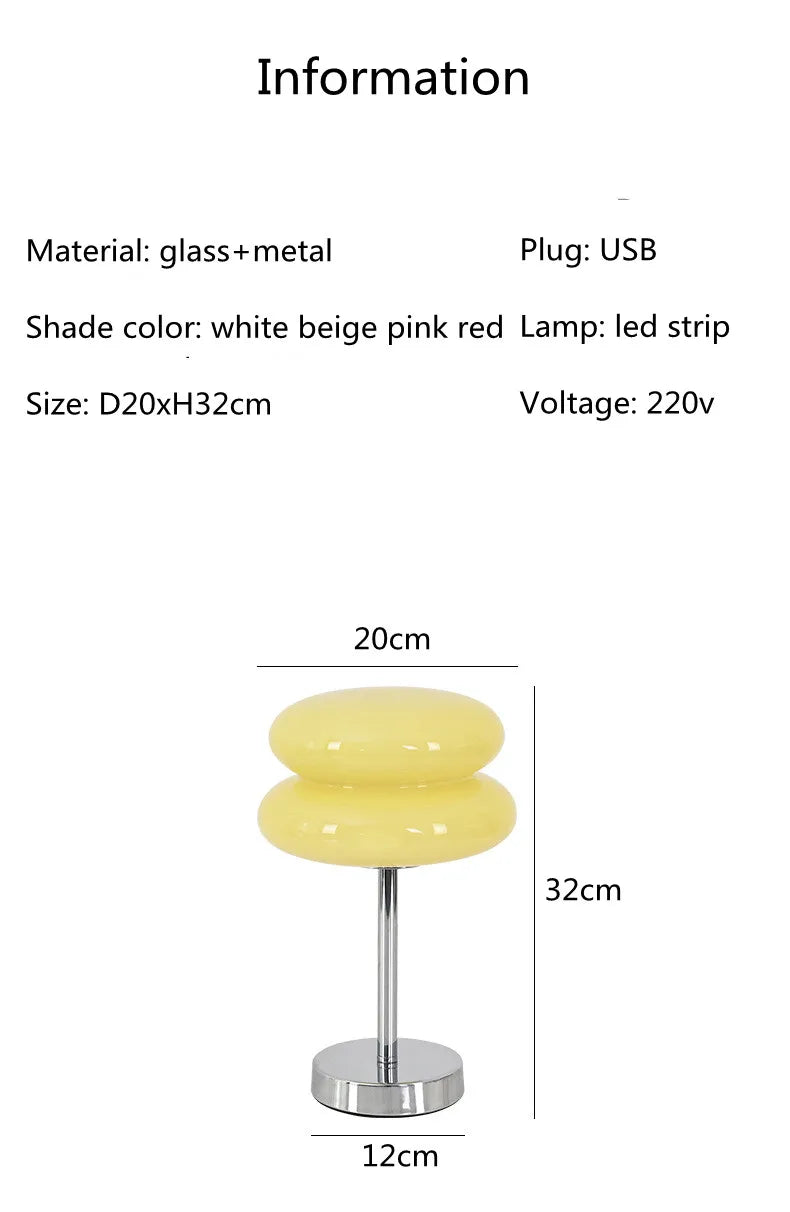 Trichromatic Dimming Macaron Glass Table Lamp for Cozy Bedrooms - Smarsty