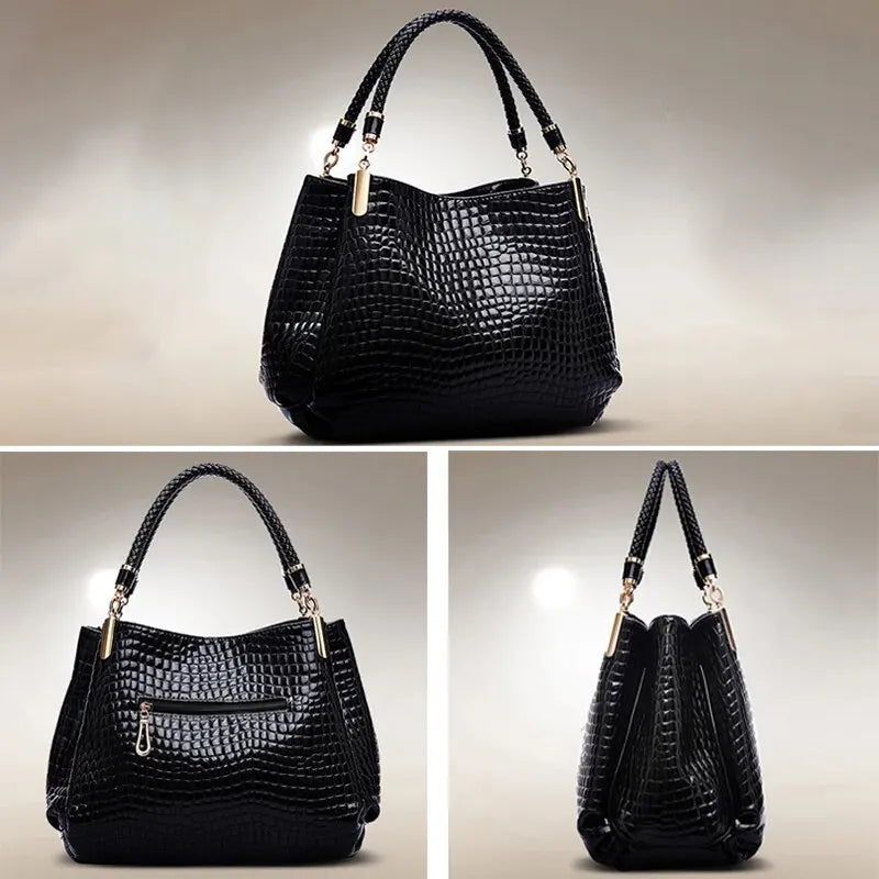 Large Capacity Women's Tote Bag Crocodile Print Everyday - Smarsty