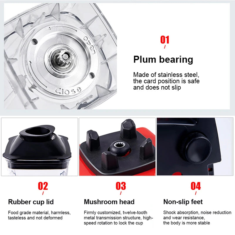 2000W Heavy Duty Commercial Blender Stationary Mixer Food Processor Ice Smoothies for Kitchen High Power Juicer Blender BPA Free by Smarsty