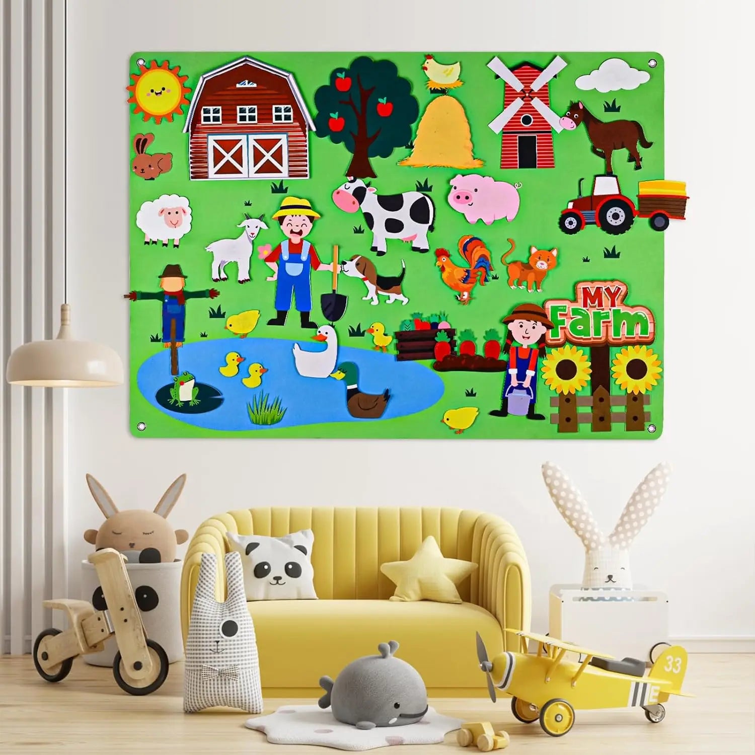 Farm Animals Felt Story Board Set Storytelling Early Learning Interactive Play Kit Wall Hanging Puzzle Toys for Toddlers Gifts - Smarsty