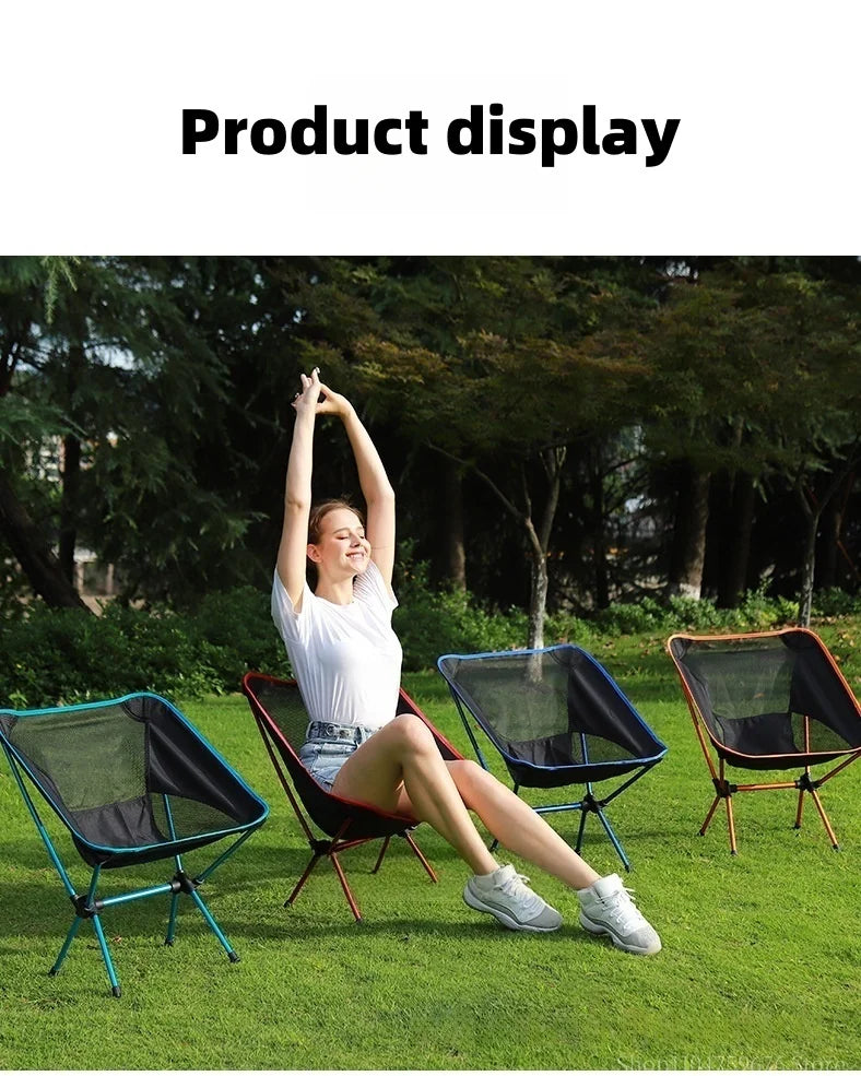 Outdoor foldable chair - ultra-light fishing camping leisure reclining chair - aluminum alloy moon chair - outdoor chair by Smarsty