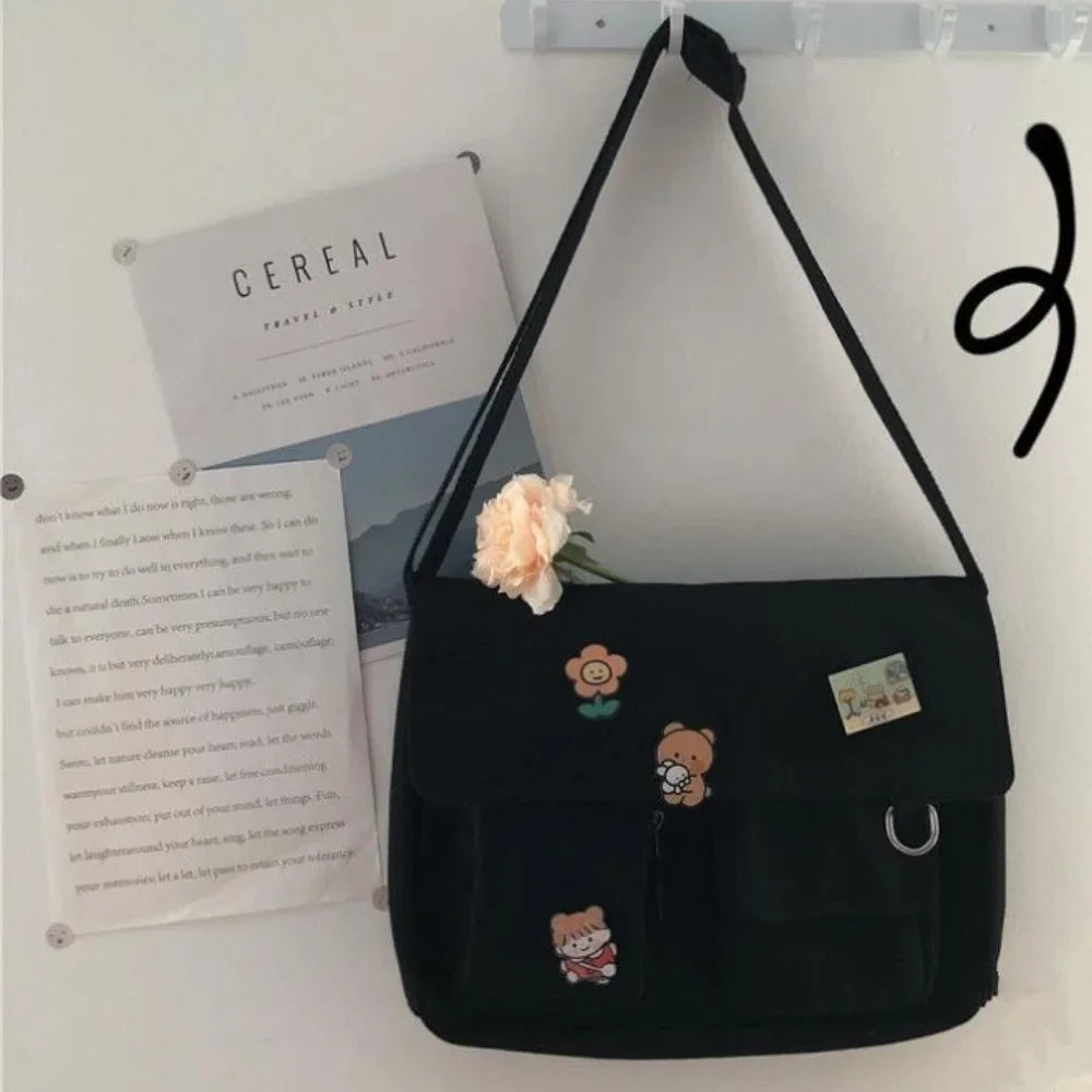 Harajuku Messenger Bag For Girls Durable Canvas School Bag - Smarsty