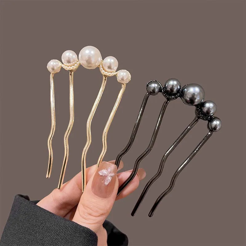 Korean U Shaped Pearl Hairpins for Elegant Styling - Smarsty