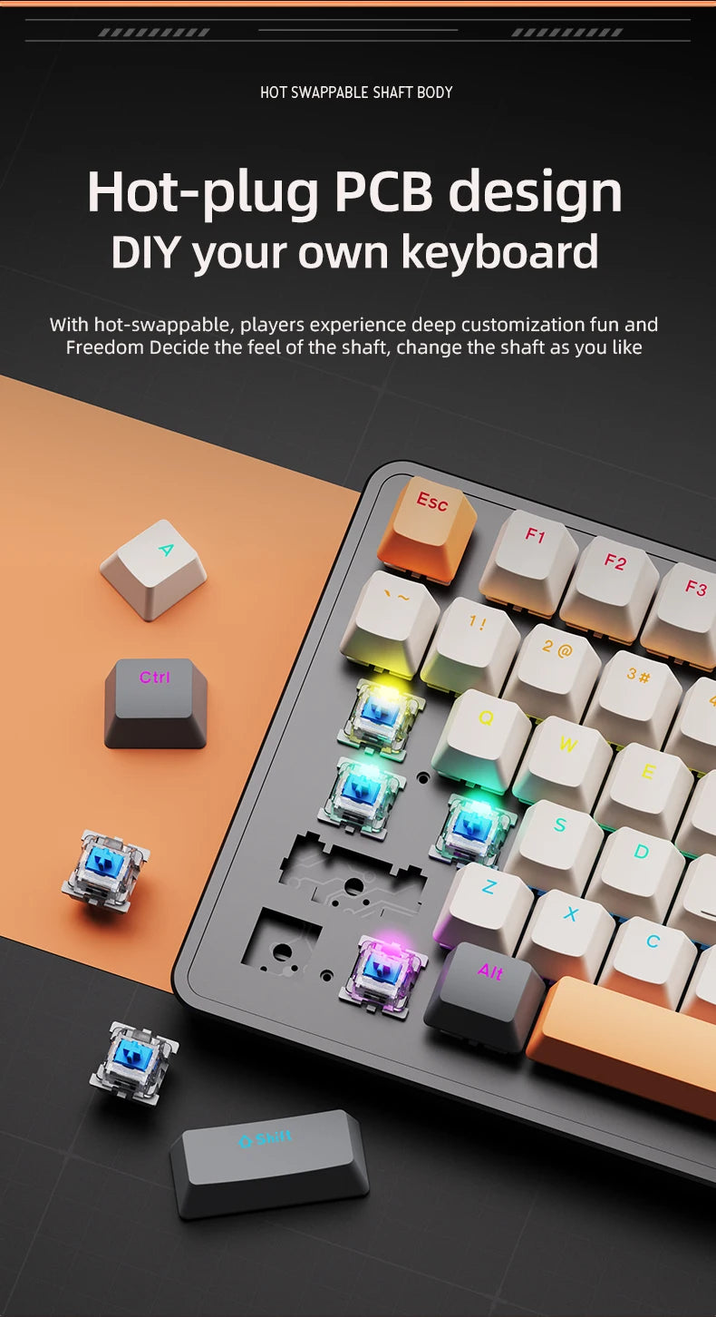 75 Percent Mechanical Keyboard With Media Knob Backlighting