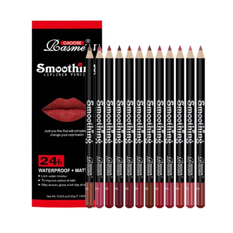 12 Piece Long Lasting Lipstick Set with Lip Liner - Smarsty