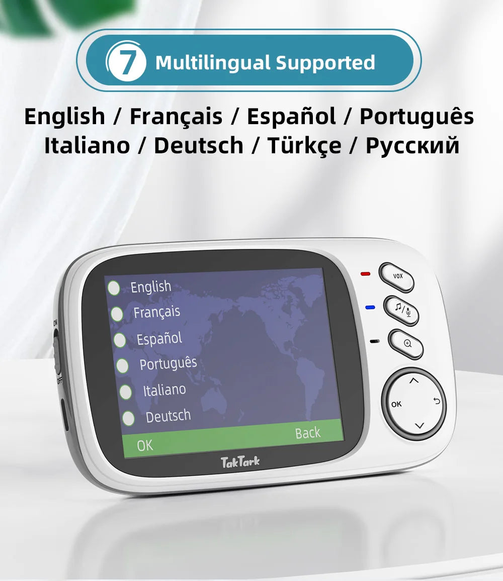 TakTark 3.2 Inch Wireless Video Baby Monitor Auto Night Vision Two-Way Intercom Temperature Monitoring Surveillance Camera Nanny by Smarsty