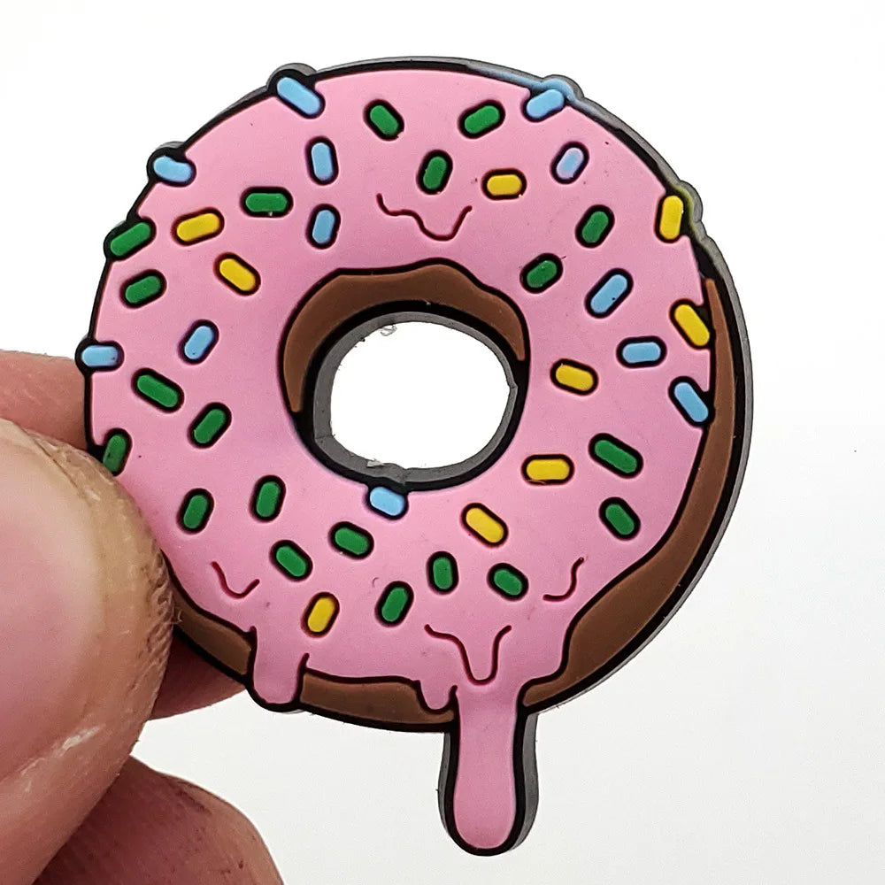 20pcs Food Series Cake Pizza PVC Shoe Charms Accessories Clogs Bubble Slides Sandals Shoe Buckles Decorations Pins Kids Gifts