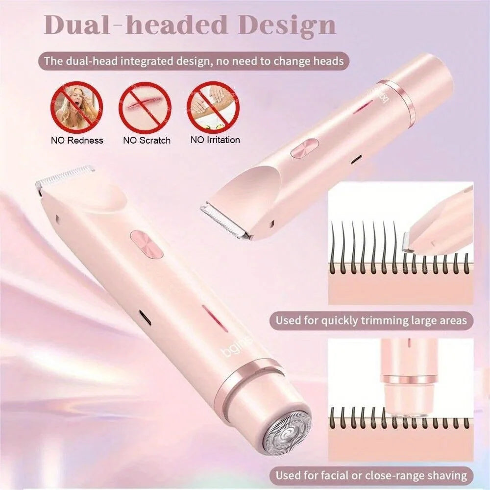 2-in-1 dual-head electric epilator and shaver for underarms, legs and face hair removal, birthday/Christmas gift - Smarsty