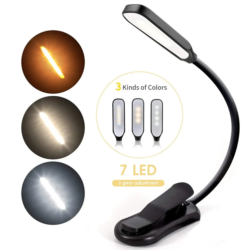 USB Rechargeable LED Book Light with Flexible Clip - Smarsty