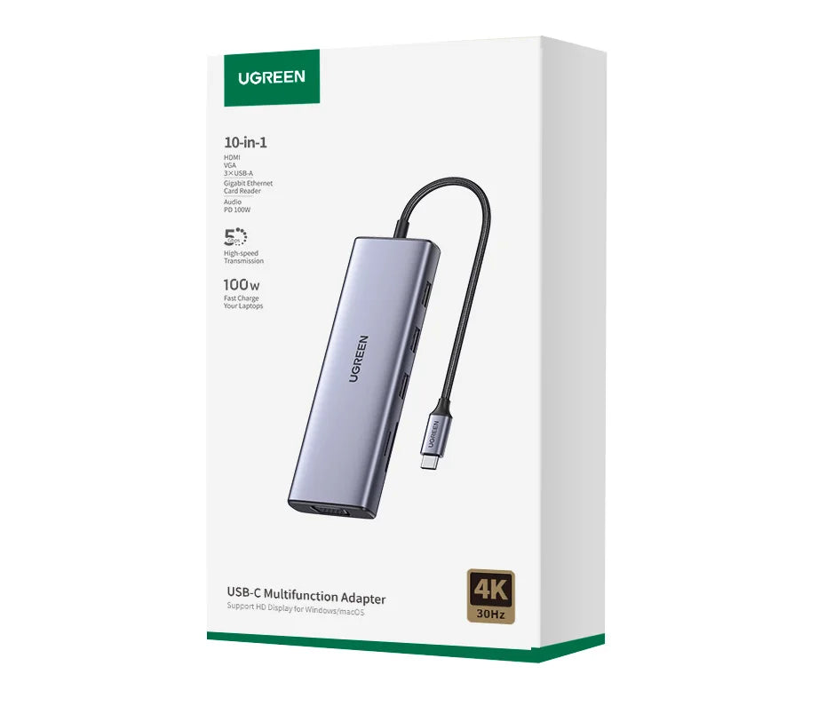 USB C Multiport Hub 4K HDMI Ethernet Dock PD100W Compact