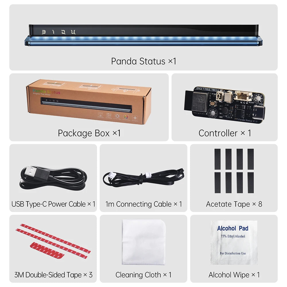 BIGTREETECH Panda Status LED Light Bar Kit H2D-Style Lighting Rythm-Light Sync For Bambu Lab P1P P1S X1C X1E A1 VS Panda Lux