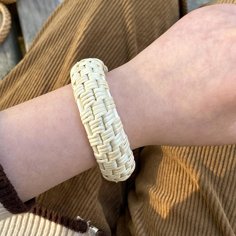 Boho Bamboo Rattan Weave Bracelet for Women - Smarsty