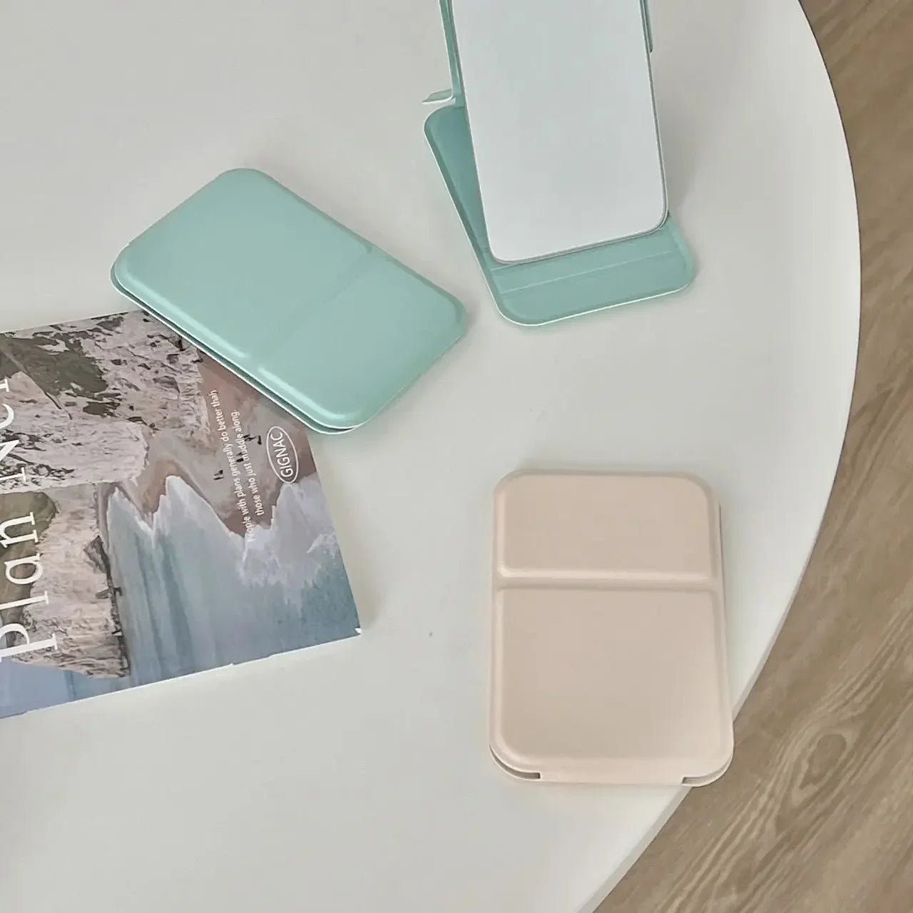 Portable Foldable Makeup Mirror with PU Leather Case - Smarsty