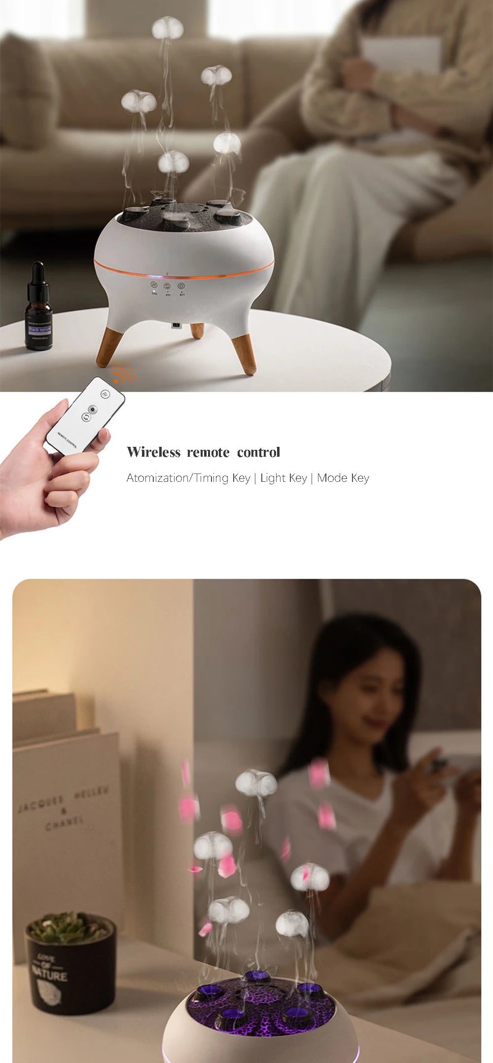 Dynamic Jellyfish Air Humidifier with Remote Control - Smarsty