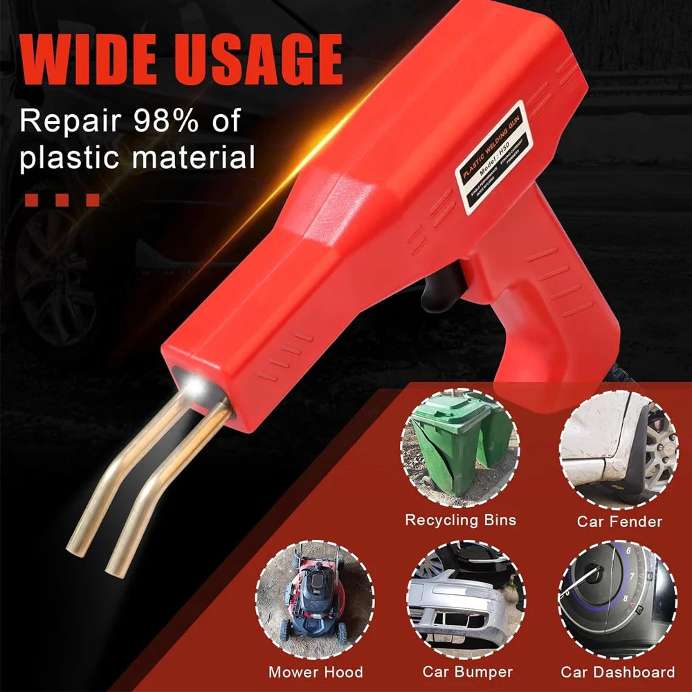 Plastic Welder, 2in-1 Plastic Welding Repair Kit Hot Staples, Hot Staples Weld Gun Repair Kit for Car Bumper And Most Plastics